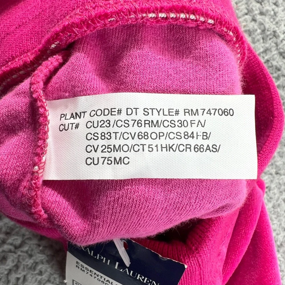 Ralph Lauren Tracksuit Girls 9M Pink Velour Zip Hoodie and Pants Set Vintage NWT
